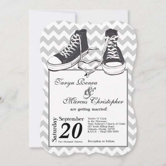 5x7 Teenage Sneakers Chevron Wedding Kaart (Voorkant)
