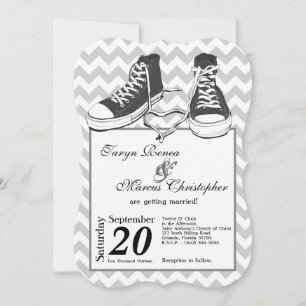 5x7 Teenage Sneakers Chevron Wedding Uitnodiging