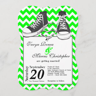 5x7 Teenage Sneakers Chevron Wedding Uitnodiging