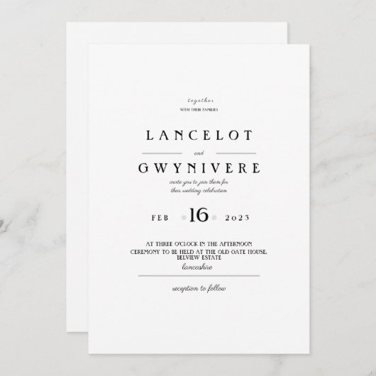 5x7 tekst sjabloon bruiloft invite.classic 2 kaart (Voorkant / Achterkant)