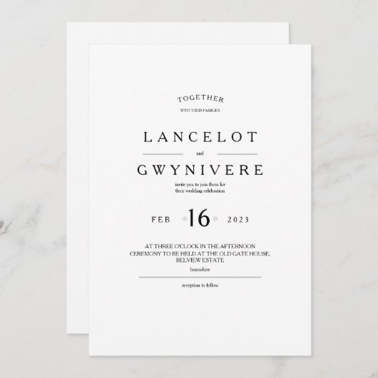 5x7 tekst sjabloon bruiloft uitnodiging. kaart (Voorkant / Achterkant)