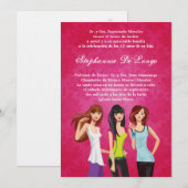 5x7 Tieners Teen Quinceanera Verjaardag Uitnodigin Kaart (Voorkant / Achterkant)