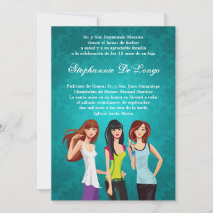 5x7 Tieners Teen Quinceanera Verjaardag Uitnodigin Kaart