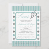 5x7 TiffanyBlue Polka Sweet 16 Verjaardag Uitnodig Kaart (Voorkant)