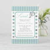 5x7 TiffanyBlue Polka Sweet 16 Verjaardag Uitnodig Kaart (Staand voorkant)