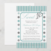 5x7 TiffanyBlue Polka Sweet 16 Verjaardag Uitnodig Kaart (Voorkant / Achterkant)