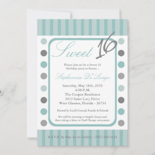 5x7 TiffanyBlue Polka Sweet 16 Verjaardag Uitnodig Kaart