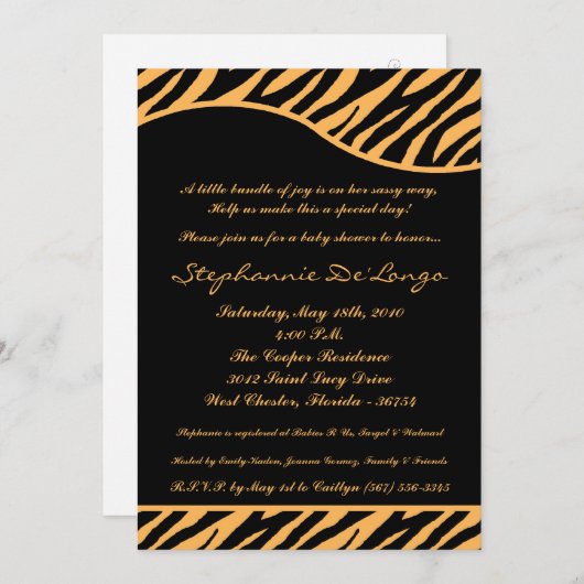 5x7 Tiger Animal Print Baby shower Uitnodiging (Voorkant / Achterkant)