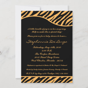 5x7 Tiger Animal Print Baby shower Uitnodiging