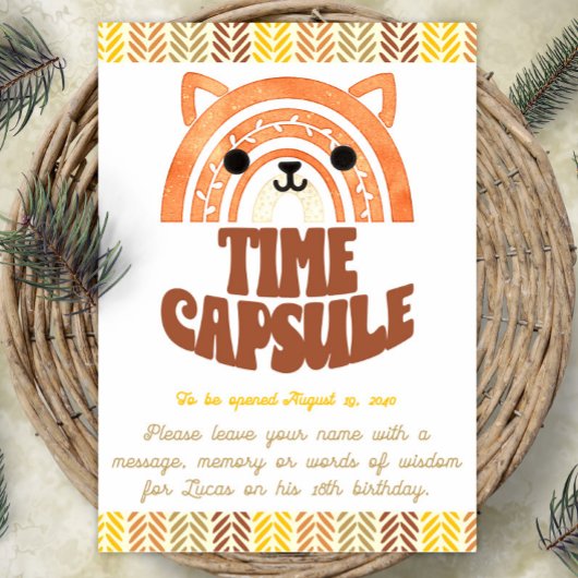 5x7 Tijdcapsule Boho Woodland Fox Verjaardag Poster