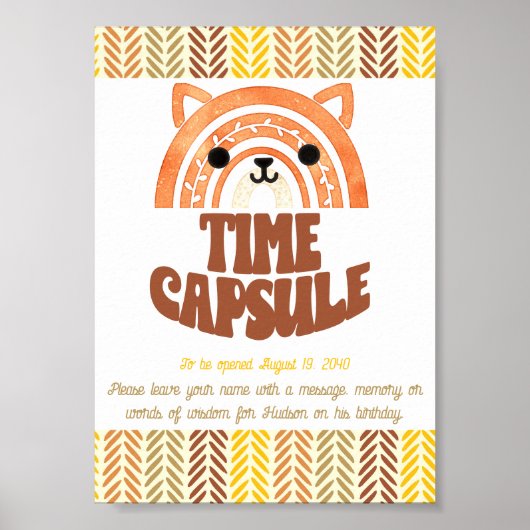 5x7 Tijdscapsule Boho Woodland Vos Verjaardag Poster (Voorkant)