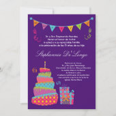 5x7 Topsey Cake Quinceanera Birthday Invitation Kaart (Voorkant)