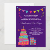 5x7 Topsey Cake Quinceanera Birthday Invitation Kaart (Voorkant / Achterkant)