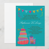 5x7 Topsey Cake Quinceanera Birthday Uitnodiging (Voorkant / Achterkant)