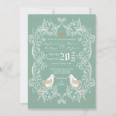 5x7  Tortelduifjes Antiek huwelijksuitnodiging Kaart (Voorkant)