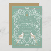 5x7 Tortelduifjes Antiek huwelijksuitnodiging Kaart (Voorkant / Achterkant)