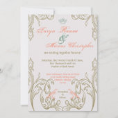 5x7  Tortelduifjes Victoria Wedding Uitnodiging (Voorkant)