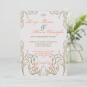 5x7  Tortelduifjes Victoria Wedding Uitnodiging (Staand voorkant)