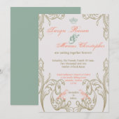 5x7  Tortelduifjes Victoria Wedding Uitnodiging (Voorkant / Achterkant)