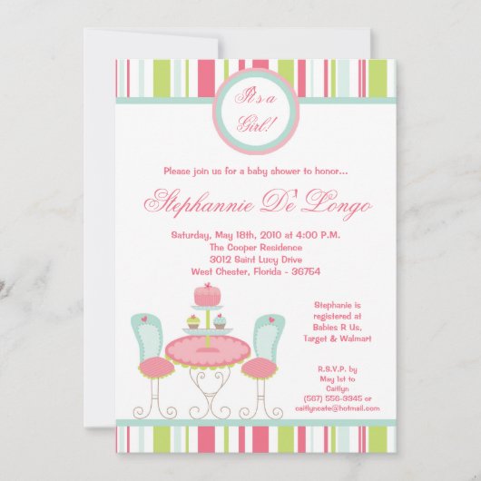 5x7 trendy Chic Sweet Treat Baby shower Invitation Kaart (Voorkant)