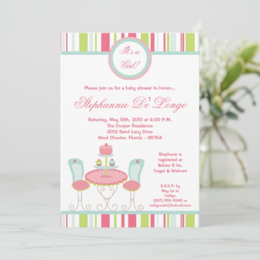 5x7 trendy Chic Sweet Treat Baby shower Invitation Kaart (Staand voorkant)