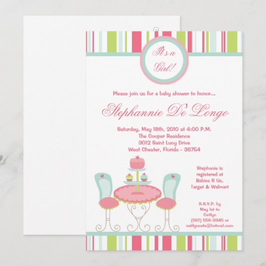 5x7 trendy Chic Sweet Treat Baby shower Invitation Kaart (Voorkant / Achterkant)