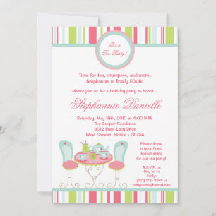 5x7 Trendy Chic Tea Party Birthday Part Invitation Kaart