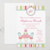 5x7 Trendy Chic Tea Party Birthday Part Invitation Kaart (Voorkant / Achterkant)