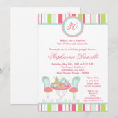 5x7 Trendy Chic Tea Party Birthday Part Invitation Kaart (Voorkant / Achterkant)