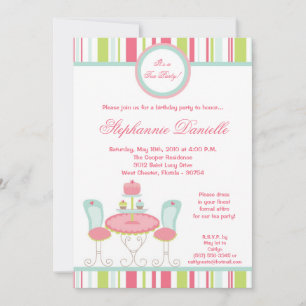 5x7 Trendy Chic Tea Party Verjaardag Deel Uitnodig Kaart