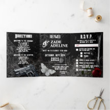 5x7 Trifold Huwelijksuitnodiging Haunting Adeline