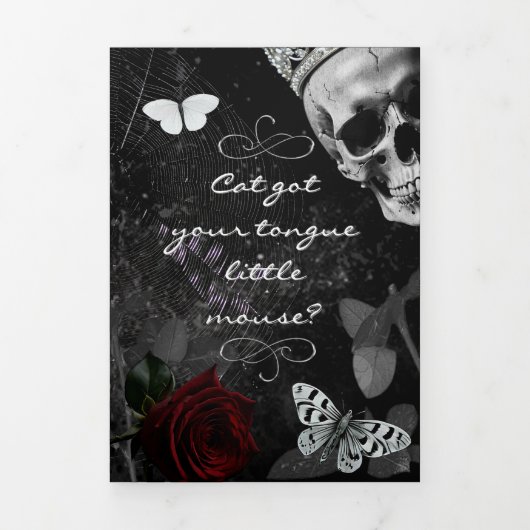 5x7 Trifold Huwelijksuitnodiging Haunting Adeline Drieluik Programma (Cover)