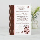 5x7 TRIPLET Lady Bug Polka Baby shower Uitnodiging (Staand voorkant)