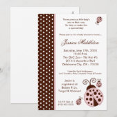 5x7 TRIPLET Lady Bug Polka Baby shower Uitnodiging (Voorkant / Achterkant)