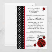 5x7 TRIPLET Lady Bug Polka Baby shower Uitnodiging (Voorkant / Achterkant)