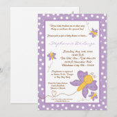 5x7 TRIPLET Purpl Butterfly Baby shower Innodiging Kaart (Voorkant / Achterkant)