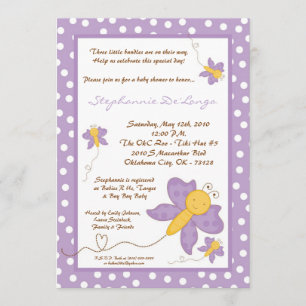 5x7 TRIPLET Purpl Butterfly Baby shower Innodiging Kaart