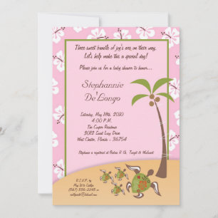 5x7 Tropical Turtle Mama TRIPLET Douche Uitnodigin Kaart