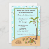 5x7 Tropical Turtle Mama TRIPLET Douche Uitnodigin Kaart (Voorkant / Achterkant)