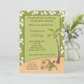 5x7 Tropical Turtle Mama TWINS Douche Uitnodiging (Staand voorkant)