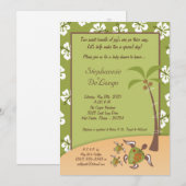 5x7 Tropical Turtle Mama TWINS Douche Uitnodiging (Voorkant / Achterkant)