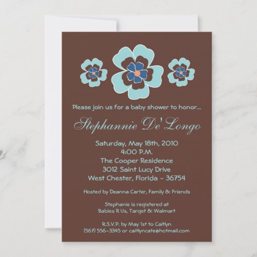 5x7 TropicalHawaiian Flower Baby shower Invitation Kaart (Voorkant)