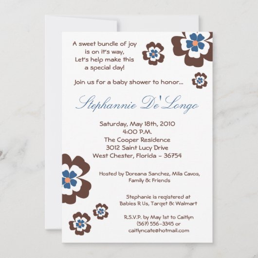 5x7 TropicalHawaiian Flower Baby shower Invitation Kaart (Voorkant)