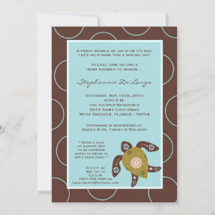 5x7 TropicalHawaiian Turtle Baby shower Invitation Kaart