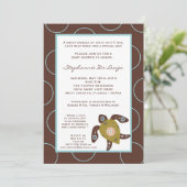 5x7 TropicalHawaiian Turtle Baby shower Invitation Kaart (Staand voorkant)