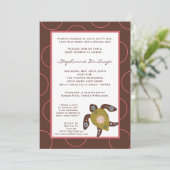 5x7 TropicalHawaiian Turtle Baby shower Invitation Kaart (Staand voorkant)