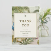 5x7 Tropische Pauw Palm Blank Wedding Dank u Bedankkaart (Staand voorkant)