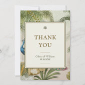 5x7 Tropische Pauw Palm Custom Bericht Huwelijk Bedankkaart (Voorkant)