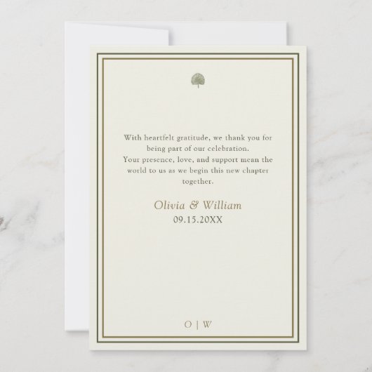 5x7 Tropische Pauw Palm Custom Bericht Huwelijk Bedankkaart (Achterkant)