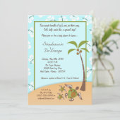 5x7 Tropische schildpad Mama TWINS Shower Invitati Kaart (Staand voorkant)